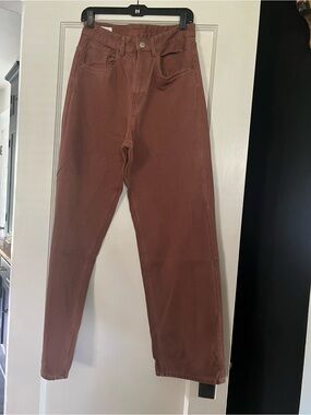 Zara Men's Slim Straight Jeans in Rust Brown
